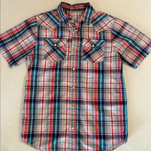 Arizona Jean Company Boys Size 18 XXL Collared Snapped up Short-sleeve Shirt